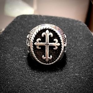 $199 Designer; Twisted Men’s Sterling Silver Cross  Hand Made Ring. Only 1 Left